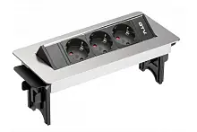 Блок розеток настольный 3 розетки AE-PBC3GS-51BKN (Schuko) без нижнего корпуса, инокс, с проводом 1,5 метра — купить оптом и в розницу в интернет магазине GTV-Meridian.